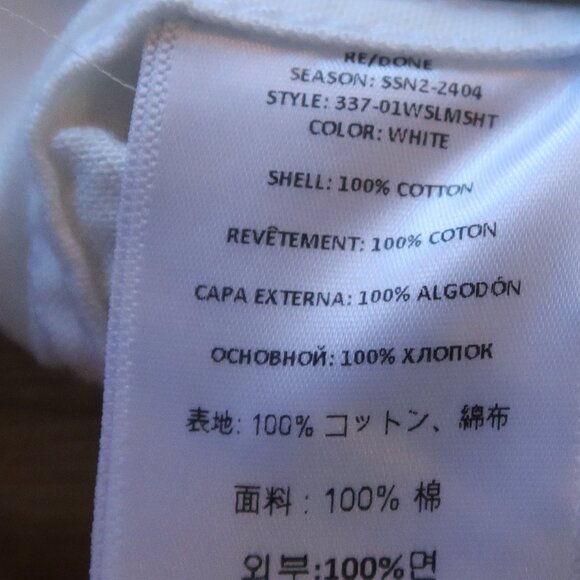 RE/DONE white denim shirt pearl snap crop XS western cowgirl casual cotton rodeo - Picture 7 of 10